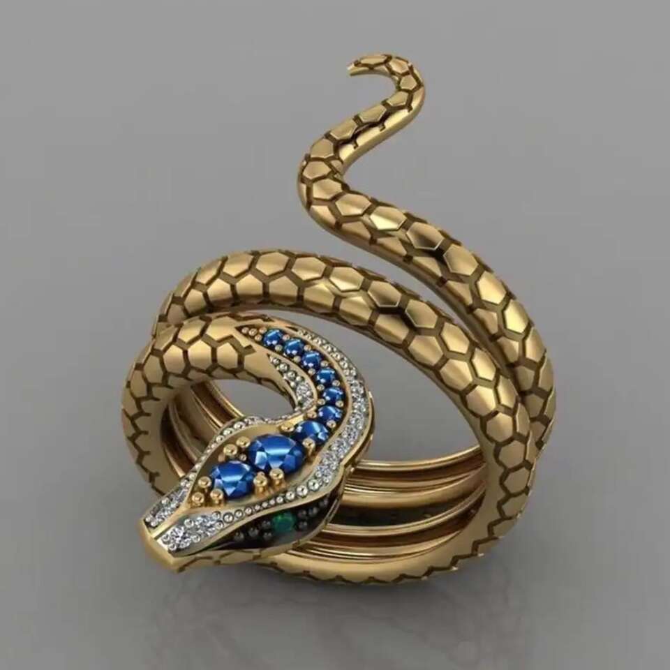 Winding Snake Ring/Emerald/Sapphire/Cz's by Renee