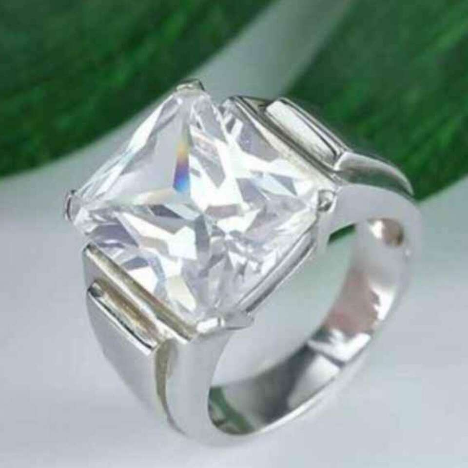 .925 St Silver Mens Square Cut 5A Cz Ring by Renee