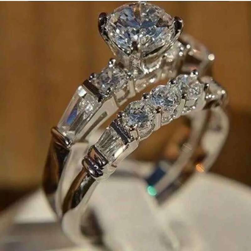 2pc Luxury Moissenite Wedding Set by Renee