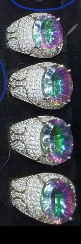 925 Sterling Silver Mystic Fire Topaz Men's Ring