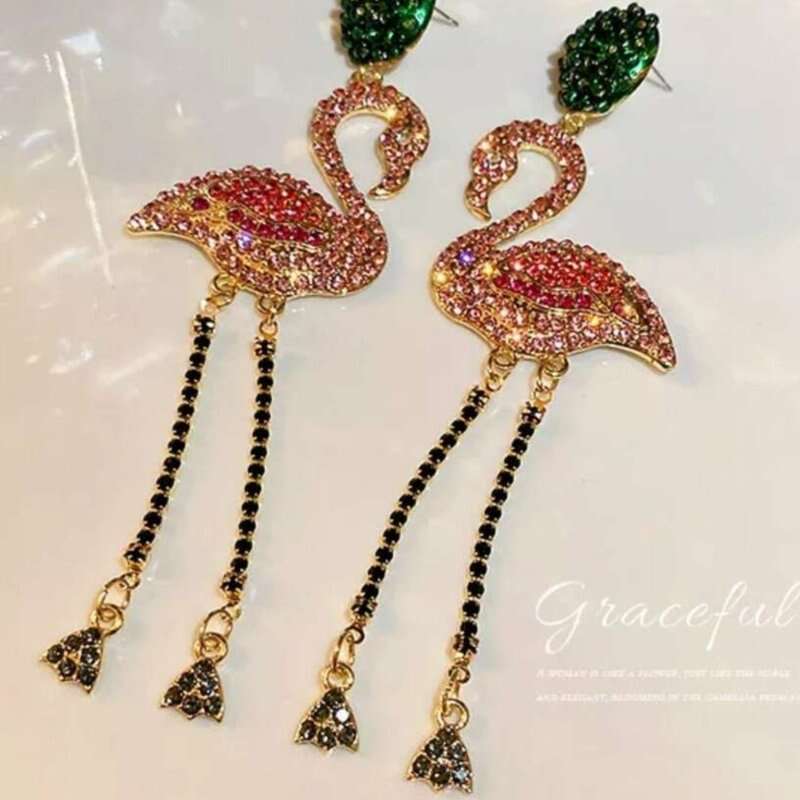 Beautiful Crystal Pink Flamingo Earring by Renee