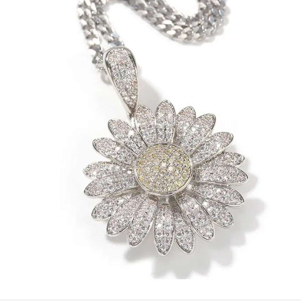 Spinning Sunflower W/Stainless Steel Cuban Chain