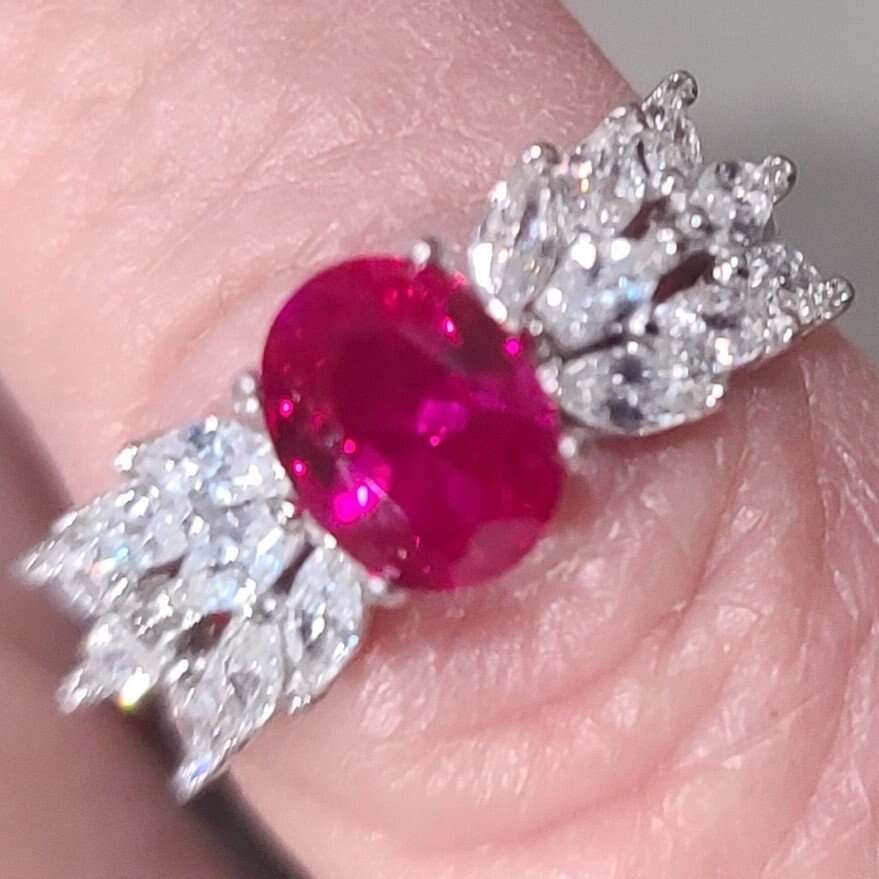 Ruby Rose Ring w_5A Cz's/ Solid Sterling Silver