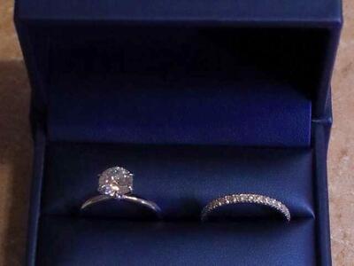 2ct 14k White Gold Ring And Wedding Band