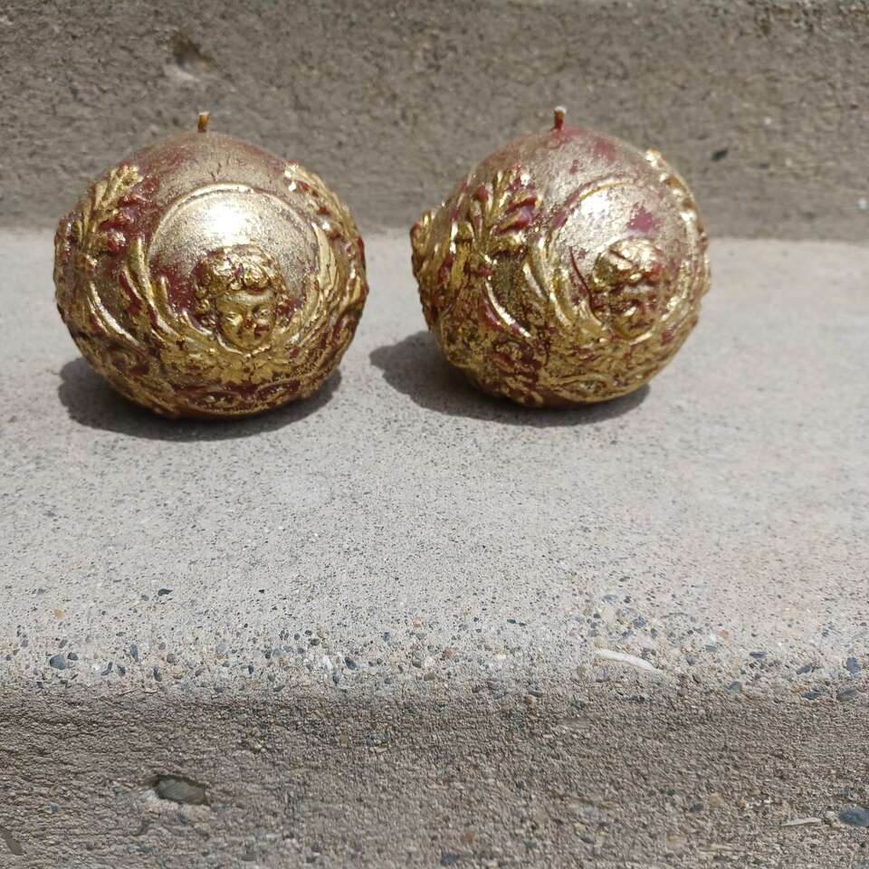 GOLD SPHERE CANDLE PAIR!