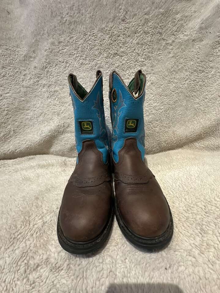John Deere Youth 5.5 Turquoise/Brown Western Boots