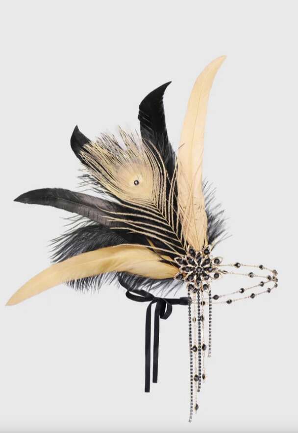 Rhinestone Chain Feather Headband- Costume
