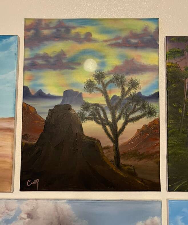 Joshua Tree & The Tye-Dye Sky- Oil Painting