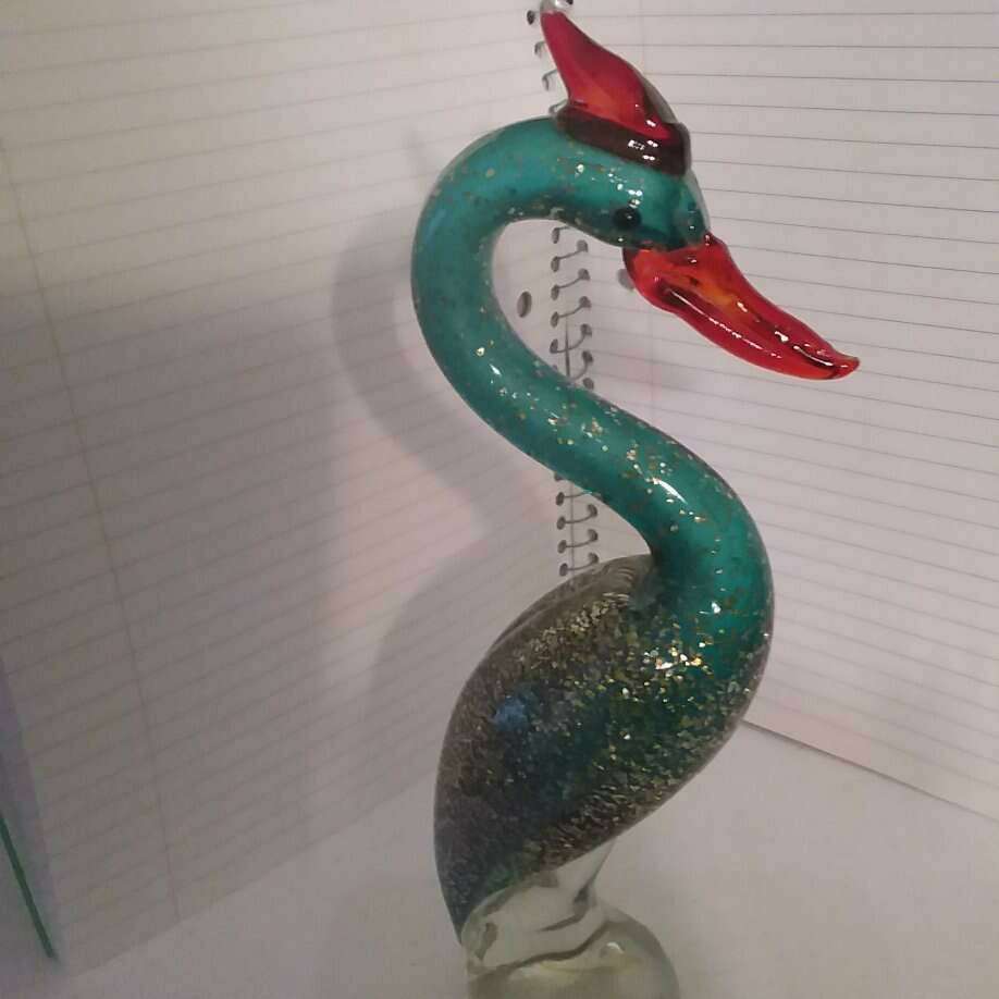 GLASS CRANE...gold highlights