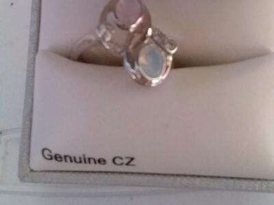 DOUBLE CUBIC ZIRCONIUM RING...size 8