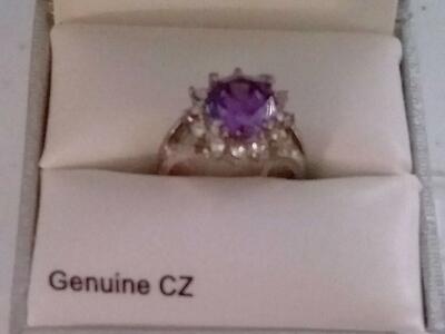 FEB. BIRTHSTONE..CUBIC ZIRCONIUM RING..SIZE 8