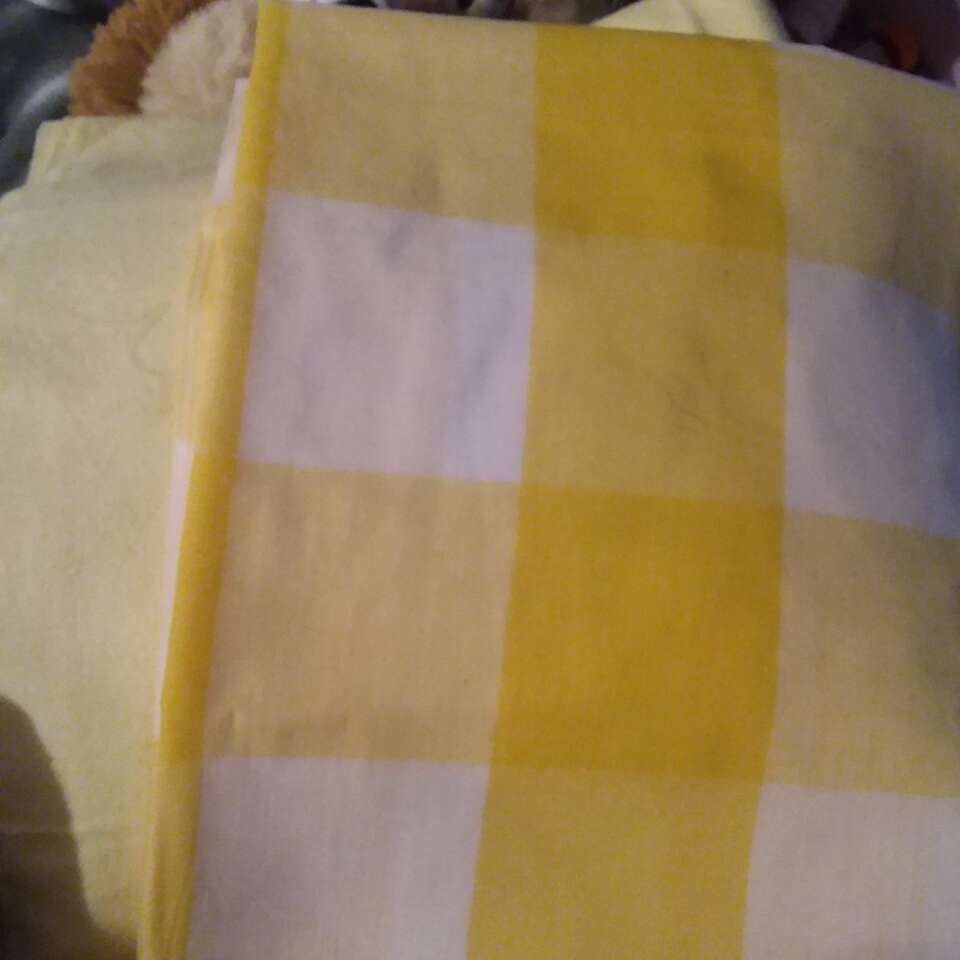 YELLOW GINGHAM-3 INCH SQUARES-AND FLEECE BACK