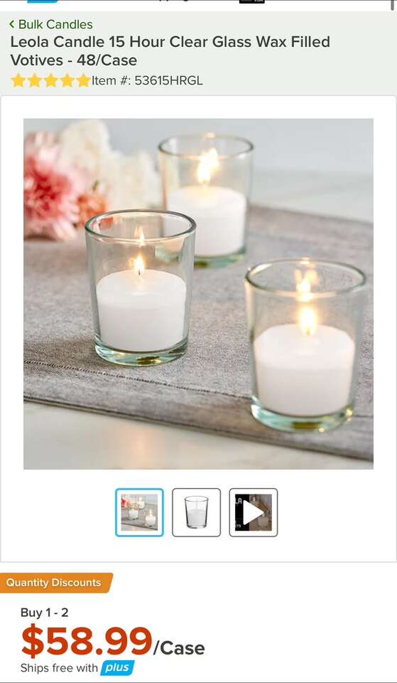 Leola Candles 15 Hour Clear Glass Wax Filled Case