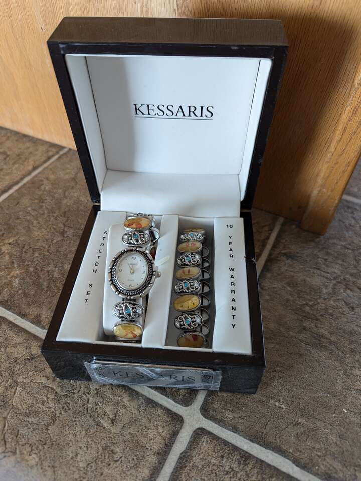 Silvery with Stones Watch & Bracelet Set