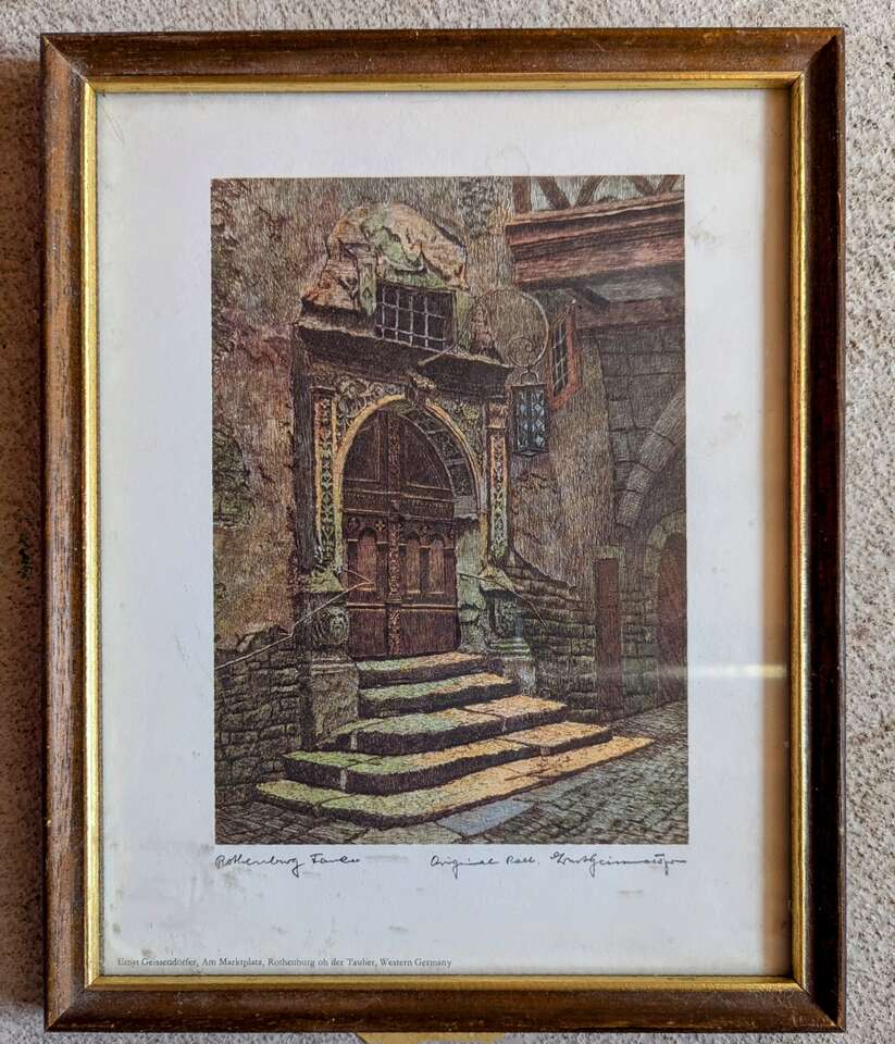 Ernst Geissendorfer "Rothenburg Tauter Etching Print Signed Framed Etch