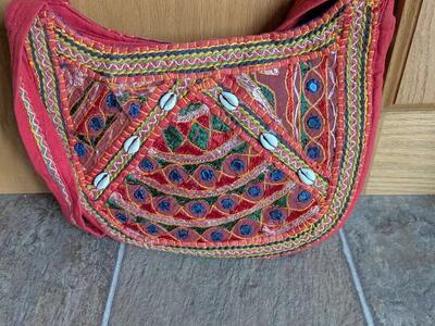 Colorful Indian handcrafted mirrored handbag