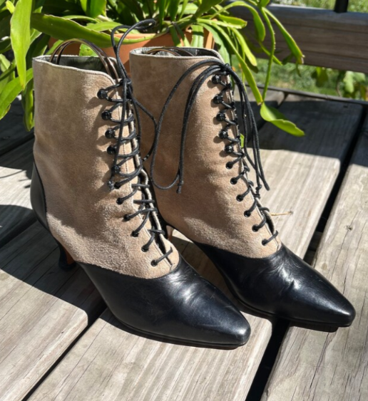 Zetagi Leather & Suede Lace-up Victorian Style Boots Size 8 B