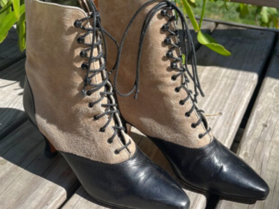 Zetagi Leather & Suede Lace-up Victorian Style Boots Size 8 B