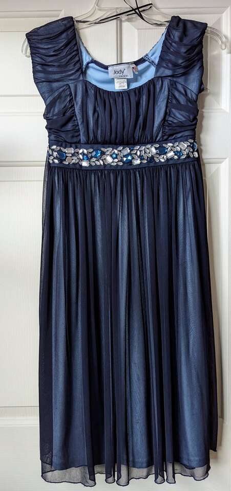 ****Fancy****Woman's Chiffon Navy Blue Dress -
