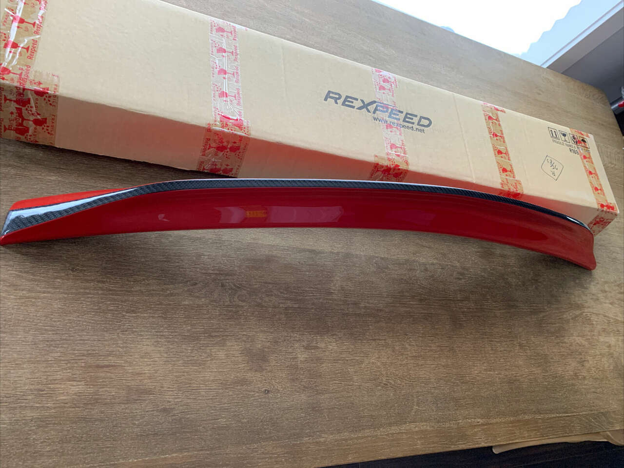 Rexpeed VAB Duckbill Trunk Spoiler *WITH Carbon Strip Pure Red* Subaru 2015-2021 WRX or STI WRXSTI