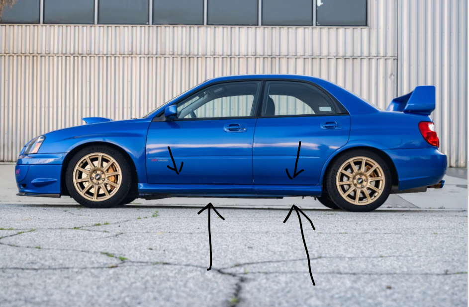 STi Side Skirts **World Rally Blue** 2004 -2007 Subaru Impreza WRX STI