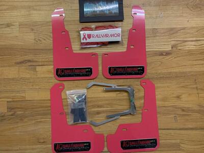 Rally Armor UR Mudflaps Breast Cancer Awarness Pink Black Emblem 2015+ WRX STI RallyArmor MF32-BC18-PK/BLK