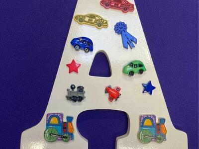 Wooden Letter A, Cars Trains Planes, Auto Wall Decor, Boy Nursery