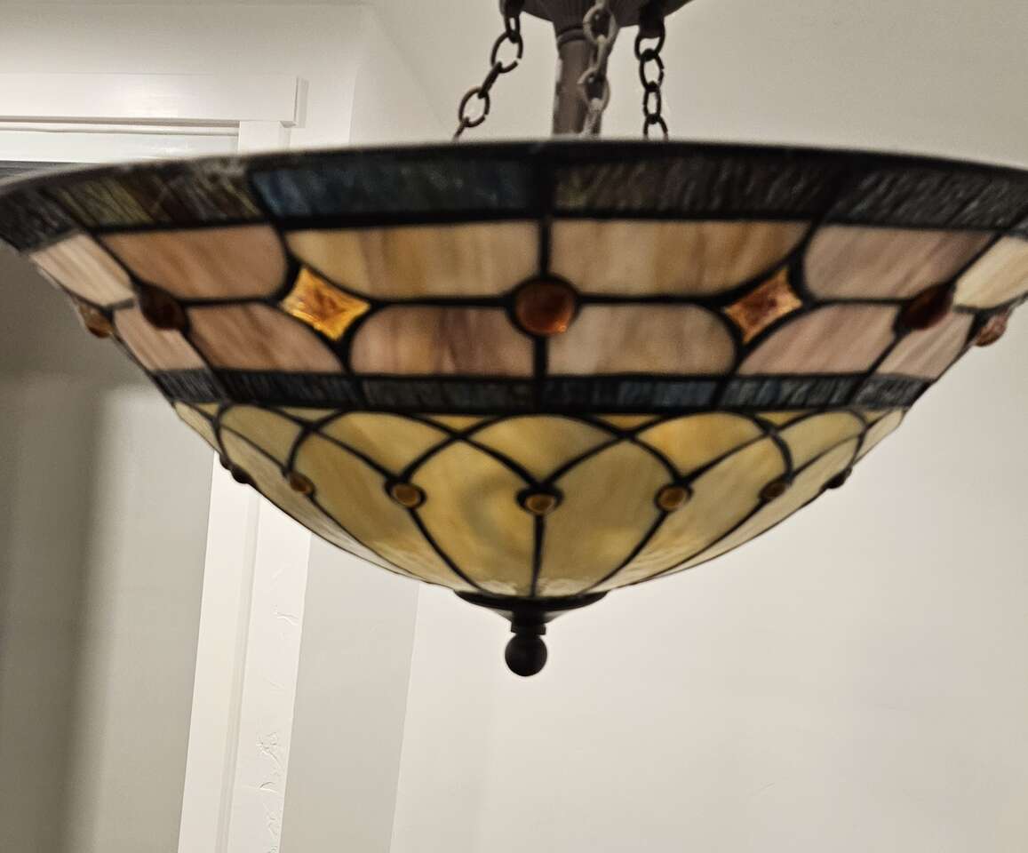 Vintage Stained Glass Chandelier
