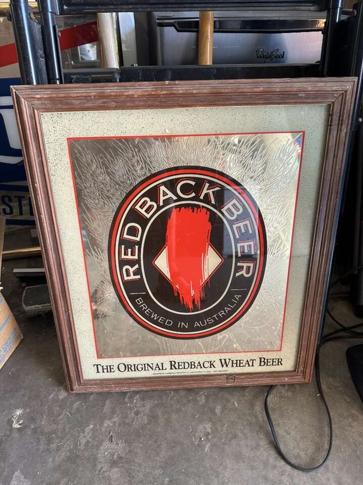 Vintage Red Back Beer Mirror Sign