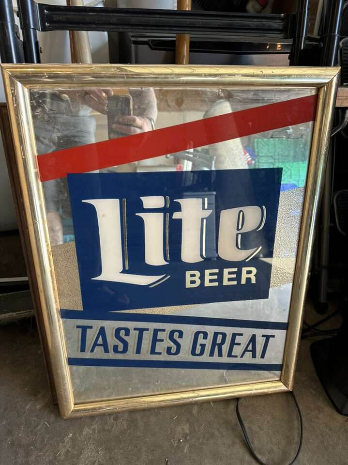 Vintage Miller Lite Tastes Great Framed Mirror