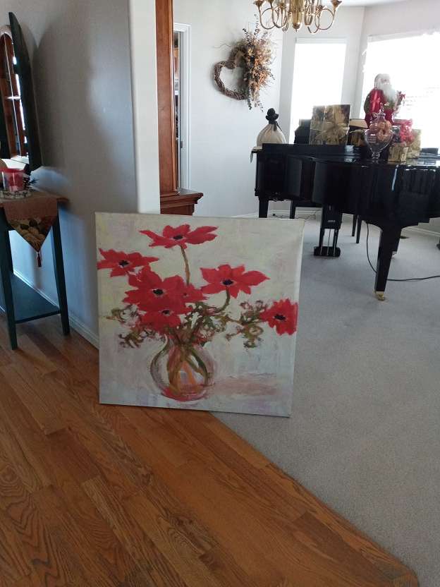 Flower painting size 35" x 35" 801-441-8632