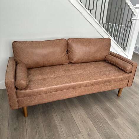 Camel Brown Faux Leather Couch Furniture