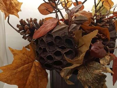 Fall Centerpiece Container Autumn Pine Cones Leaf