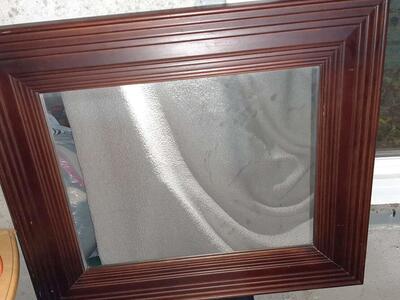 27x23 IN Wood Frame Wall Mirror Rectangular Brown
