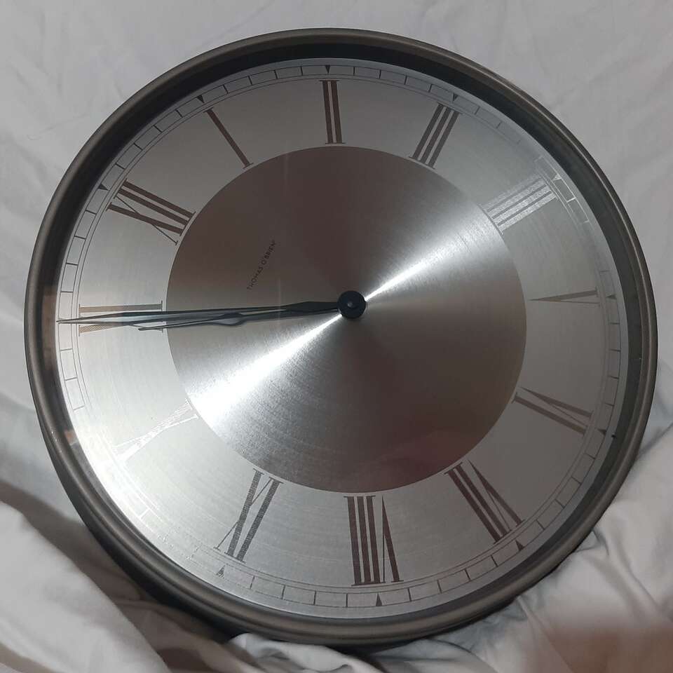 Thomas O'Brien Metal Silver Roman Numeral Clock