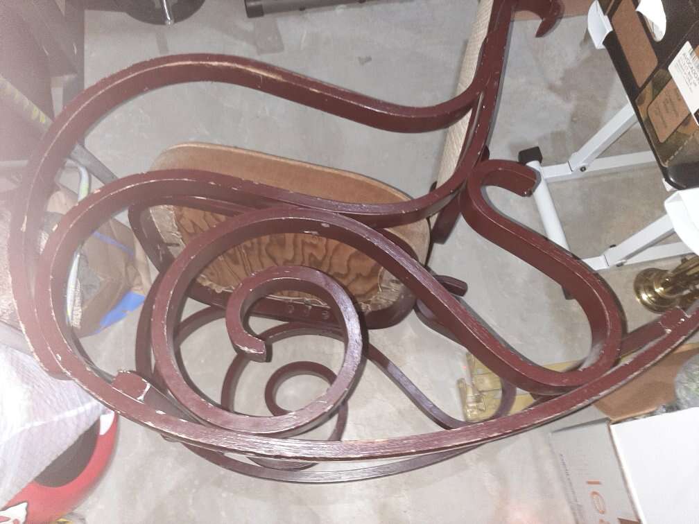 Vintage Bentwood Cane Back Rocking Chair Padded