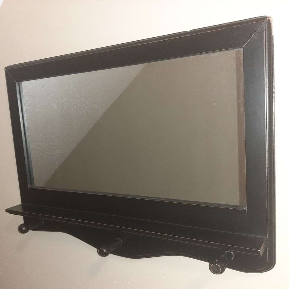 24x16 Wall Mirror Small Shelf Ledge Hanging Pegs