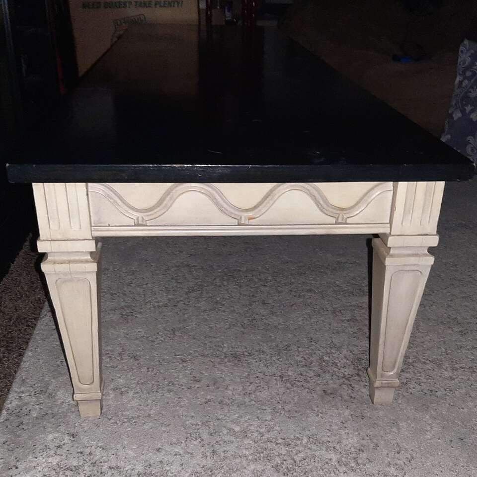 Long Coffee Table Black Cream Farmhouse Rectangle