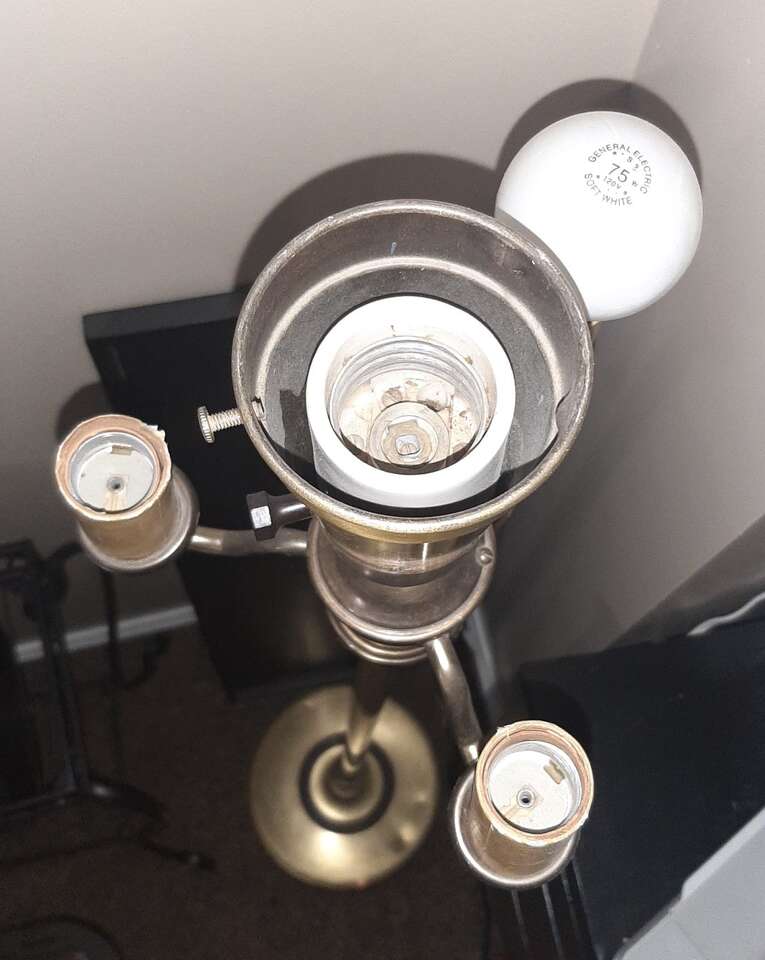 Vintage Antique Metal Brass Torchiere Floor Lamp