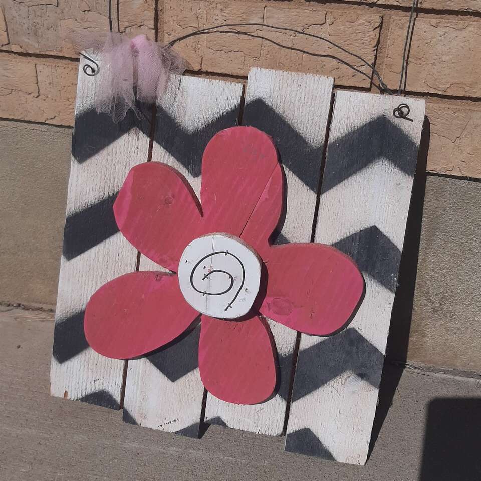 3D Wooden Flower Door Decor Hanger Chevron Handmad