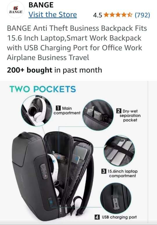 Business Backpack Anti Theft Black Brand New