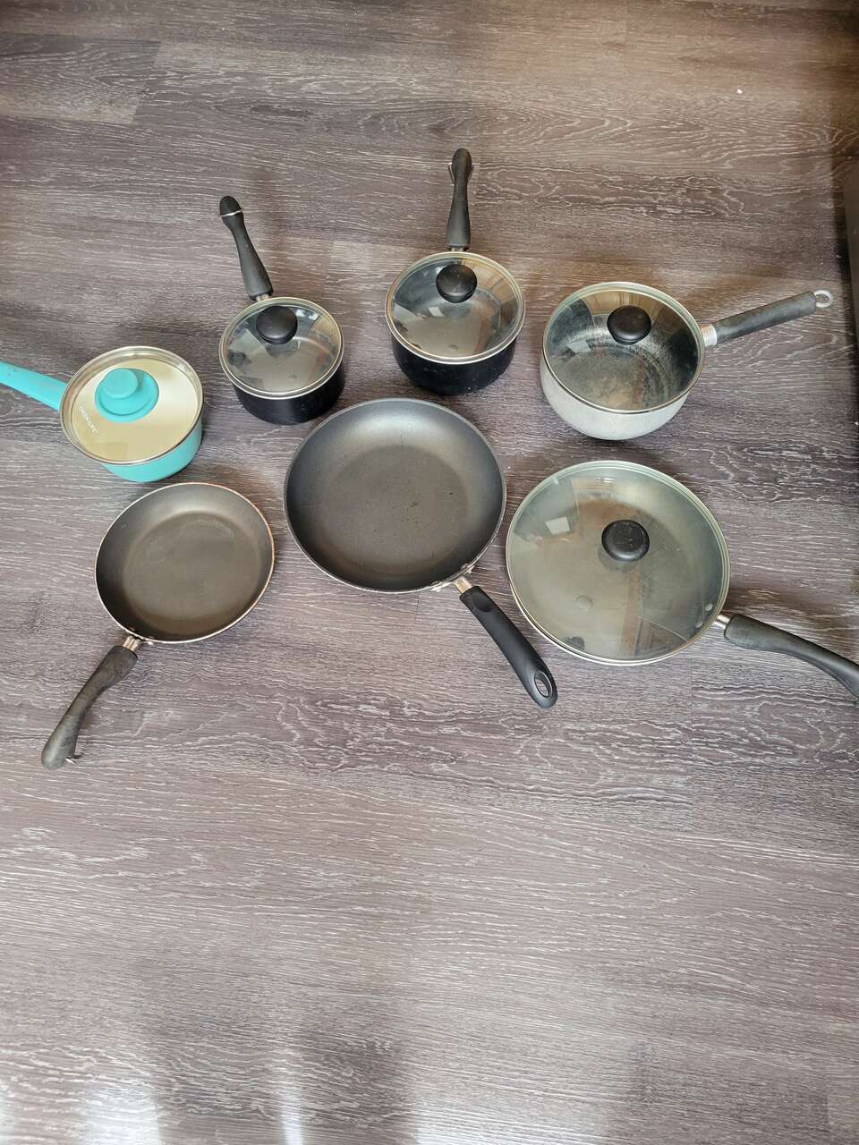 Lot of pots, pans, skillets, lids