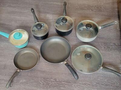 Lot of pots, pans, skillets, lids