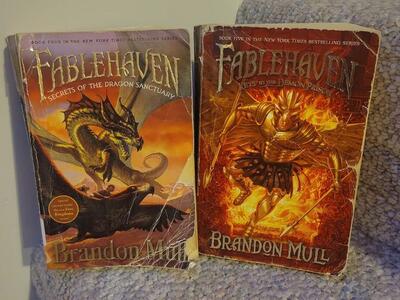 2 FABLEHAVEN books By Brandon Mull paperback, Secrets of the Dragon Sanctuary, and Key to the Demon Prison