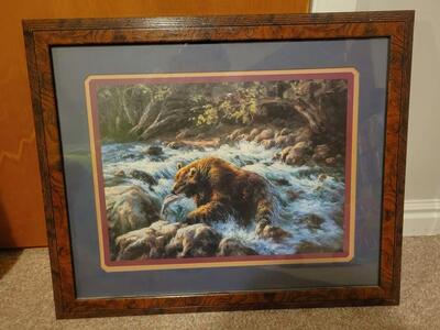 Bear Fishing In Stream, Framed, by Lee K. Parkinson