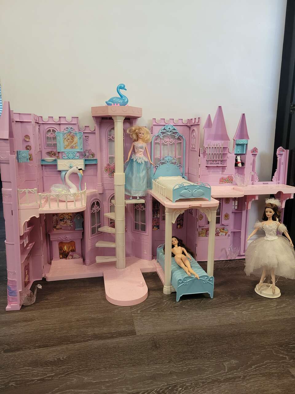 Fantasy tales Swan lake Odette barbie and doll house castle, with Swan Ballerina from Ballet Swan lake