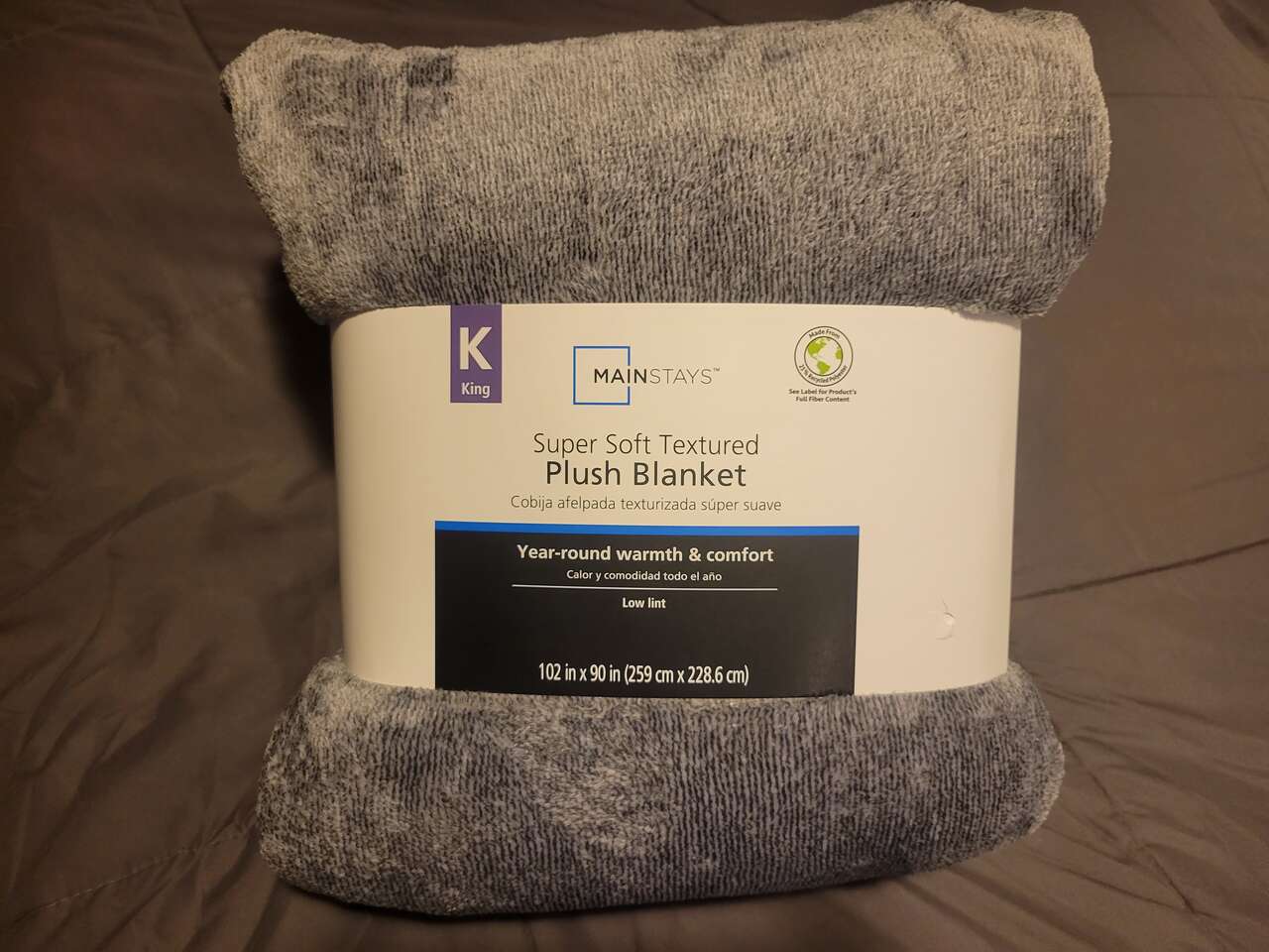 Gray KING Mainstay super sofet PLUSH BLANKET
