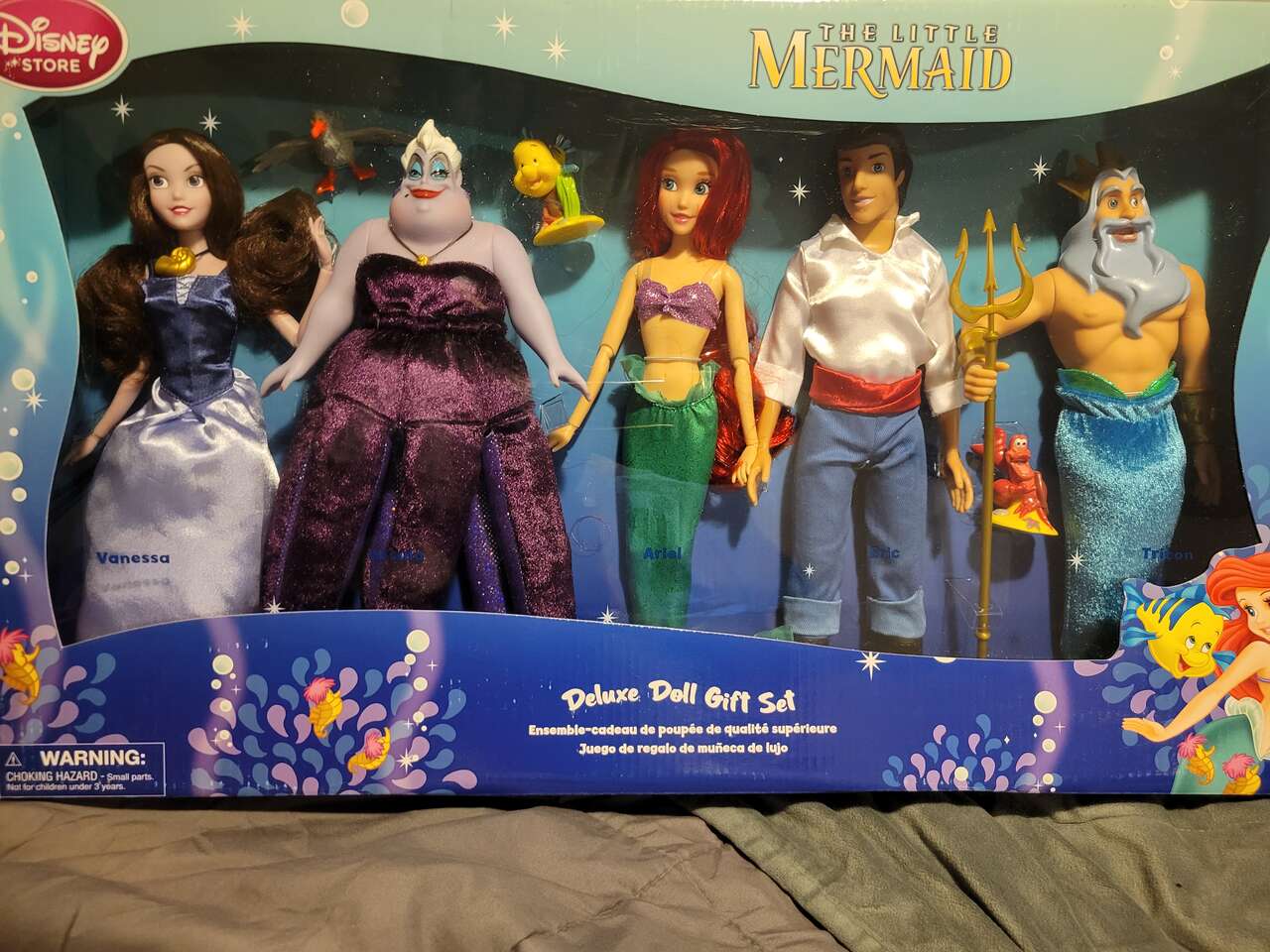 Disney The Little Mermaid Deluxe Barbie Doll Gift Set Vanessa Ursula Ariel Eric Triton Sebastian Flounder Scuttle NEW IN BOX