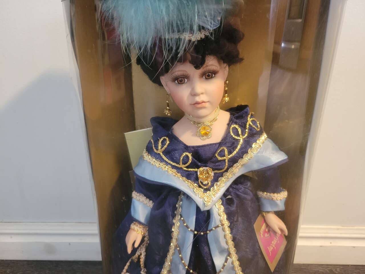 Collectible Memories Porcelain Genuine Doll "Jacquelyn" 18 inch beautifully made Blue Dress New In Box
