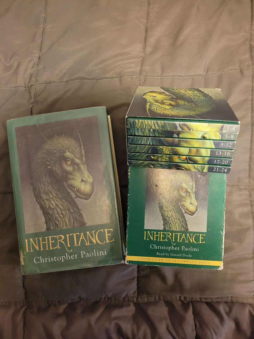 Inheritance Book by Christopher Paolini  HARDBACK with PAPER COVERS And Audio book set CDs